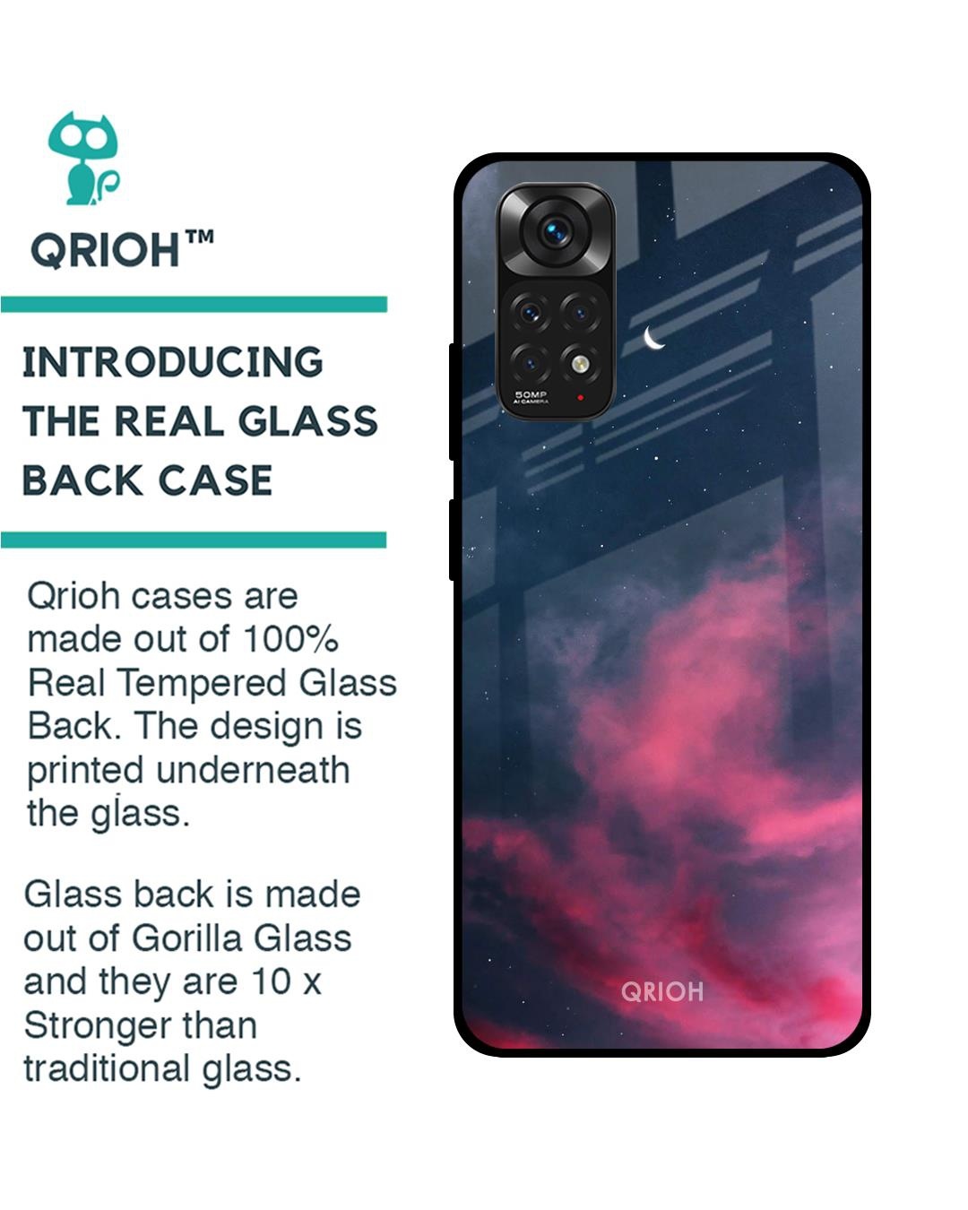 Shop Moon Night Printed Premium Glass Cover For Redmi Note 11 (Impact Resistant, Matte Finish)-Back