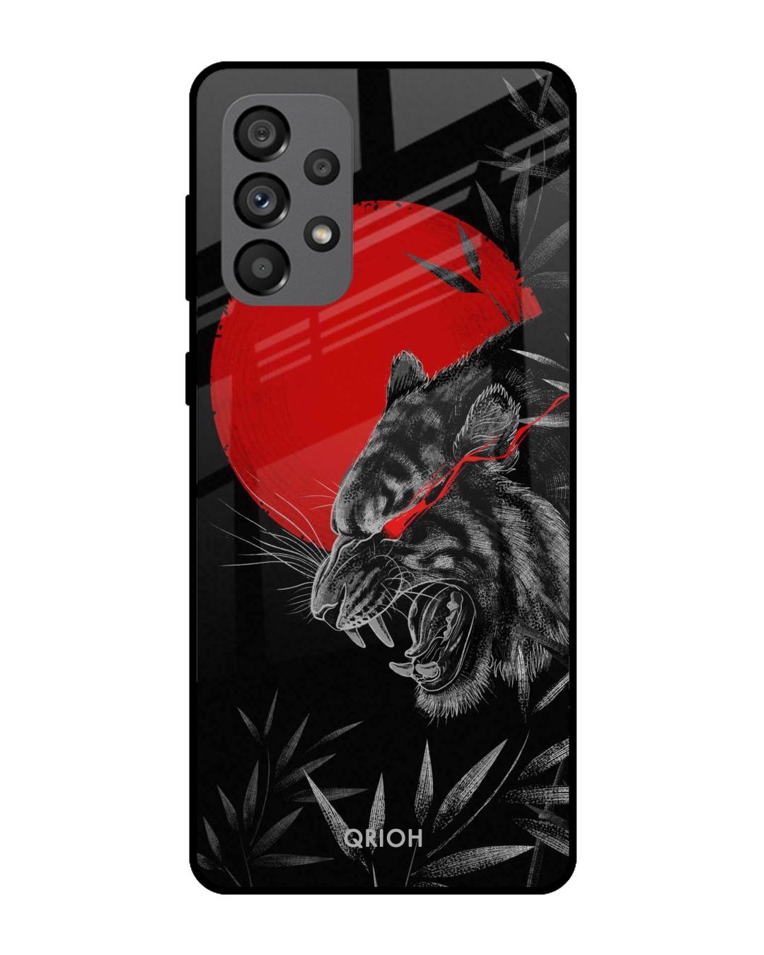 Shop Moon Tiger Printed Premium Glass Cover For  A73 5G(Impact Resistant, Matte Finish)-Back