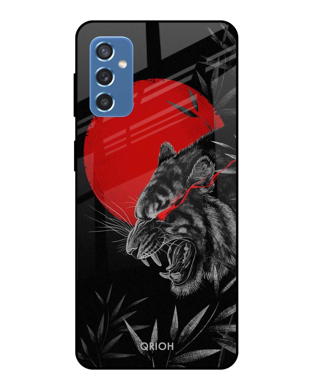 Shop Moon Tiger Printed Premium Glass Cover For  M52 5G(Impact Resistant, Matte Finish)-Back
