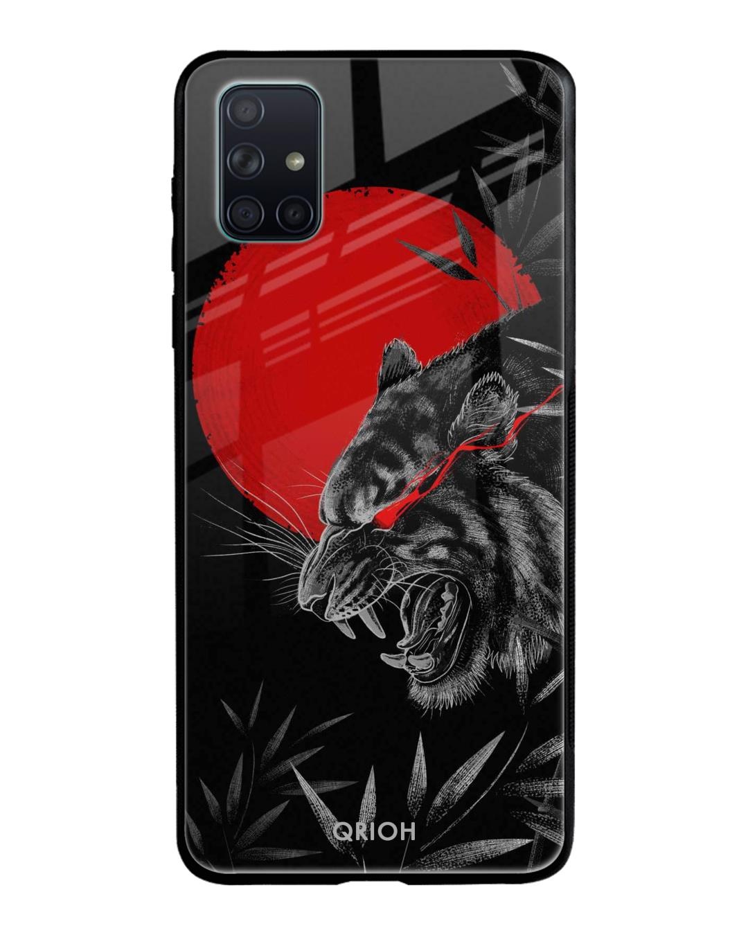 Shop Moon Tiger Printed Premium Glass Cover For Samsung Galaxy A51(Impact Resistant, Matte Finish)-Back
