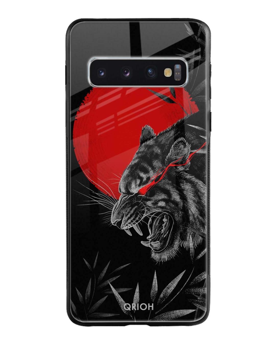 Shop Moon Tiger Printed Premium Glass Cover For Samsung Galaxy S10(Impact Resistant, Matte Finish)-Front