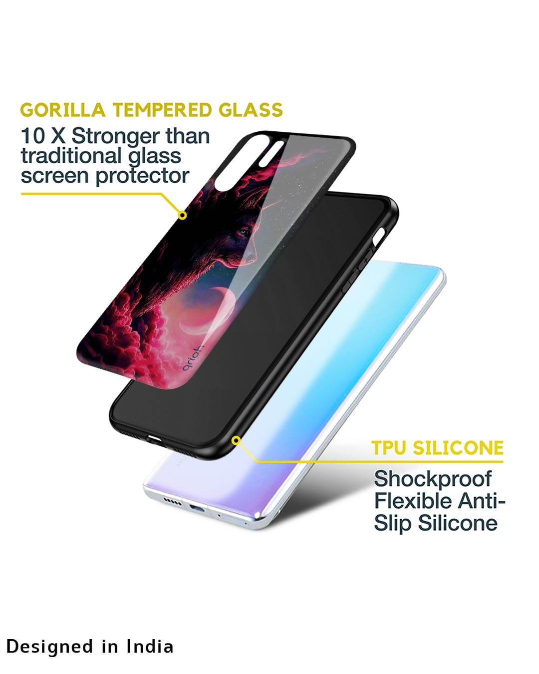 Shop Moon Wolf Printed Premium Glass Cover For  A12(Impact Resistant, Matte Finish)-Design