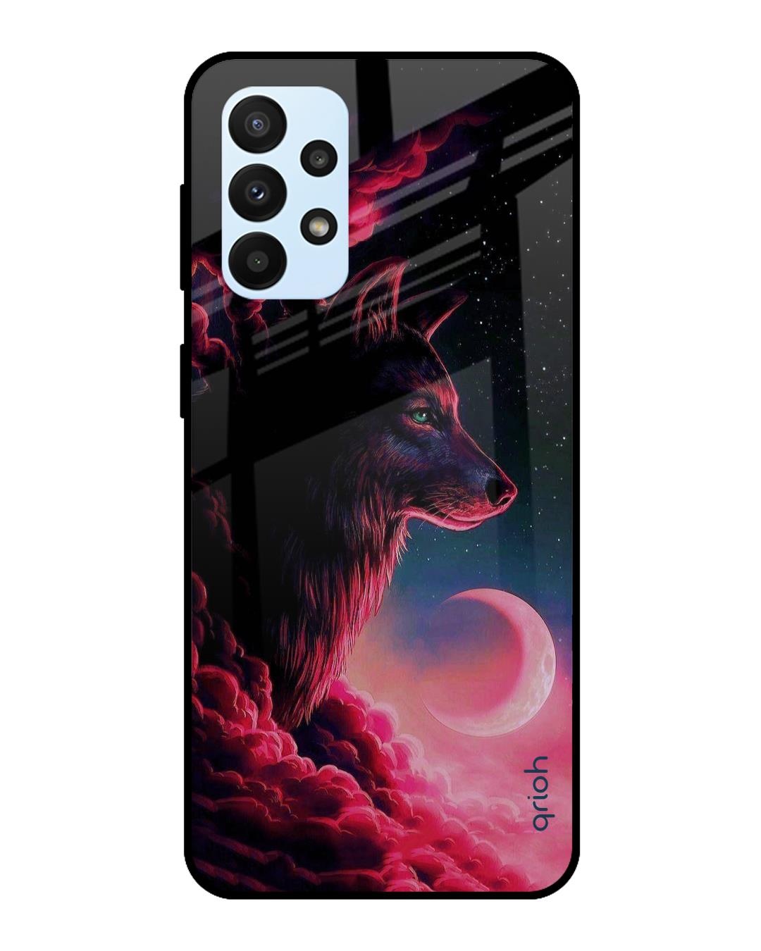 Shop Moon Wolf Printed Premium Glass Cover For  A23(Impact Resistant, Matte Finish)-Front