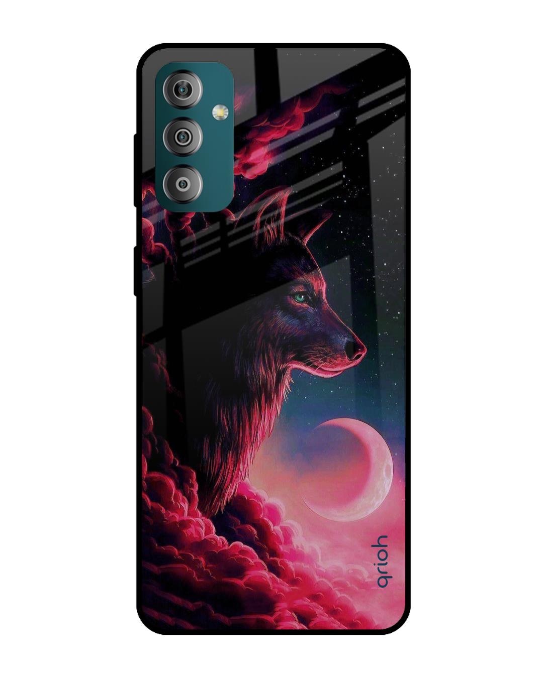 Shop Moon Wolf Printed Premium Glass Cover For  F23 5G(Impact Resistant, Matte Finish)-Back
