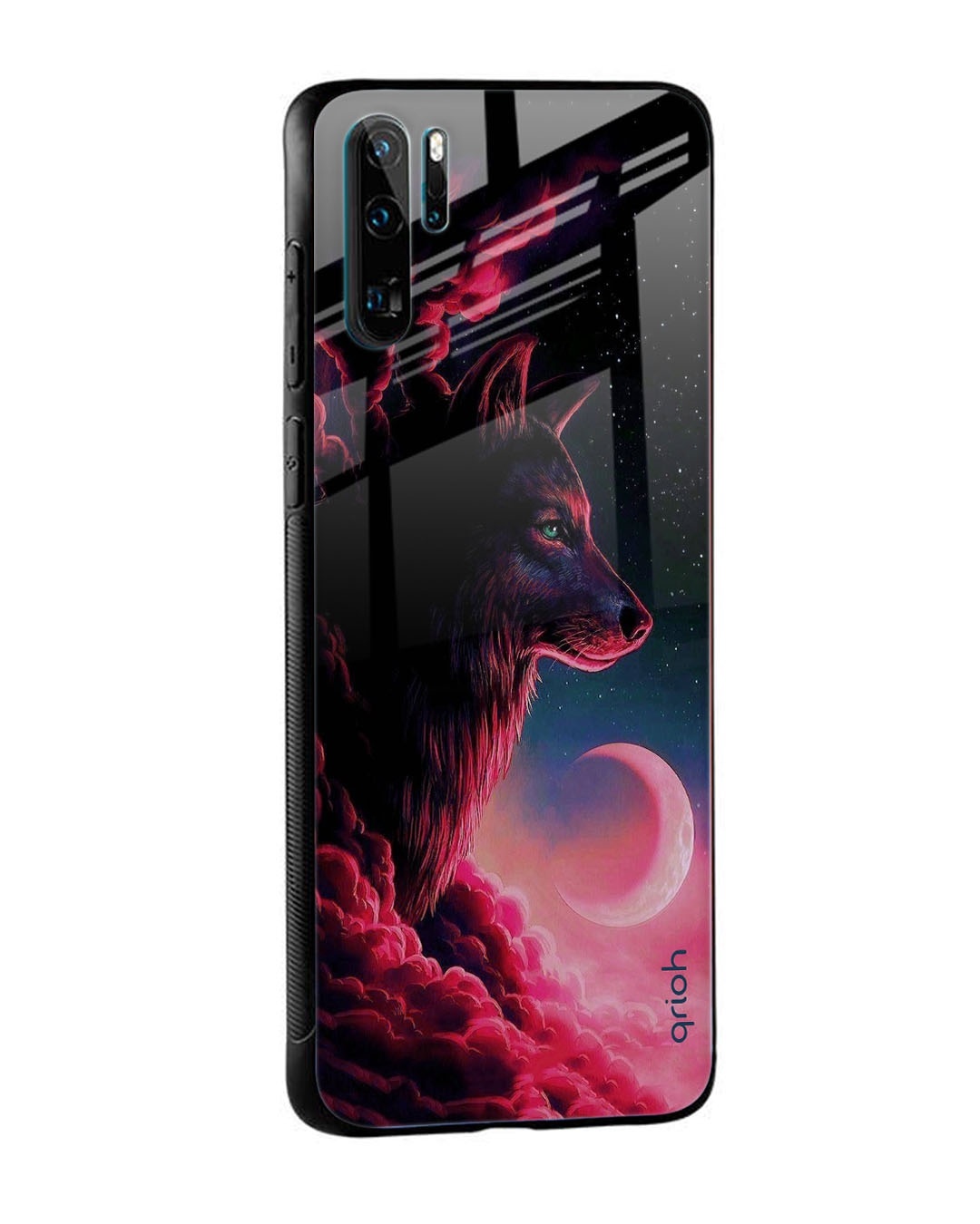 Shop Moon Wolf Printed Premium Glass Cover For Huawei P30 Pro (Impact Resistant, Matte Finish)-Design