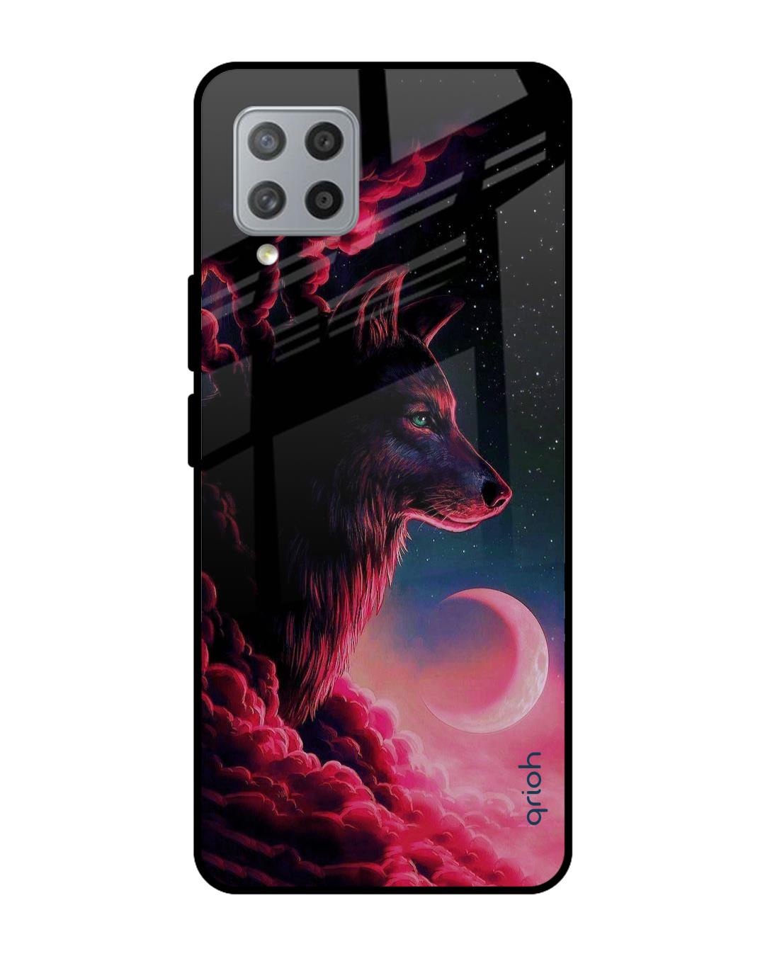 Shop Moon Wolf Printed Premium Glass Cover For  M42(Impact Resistant, Matte Finish)-Back