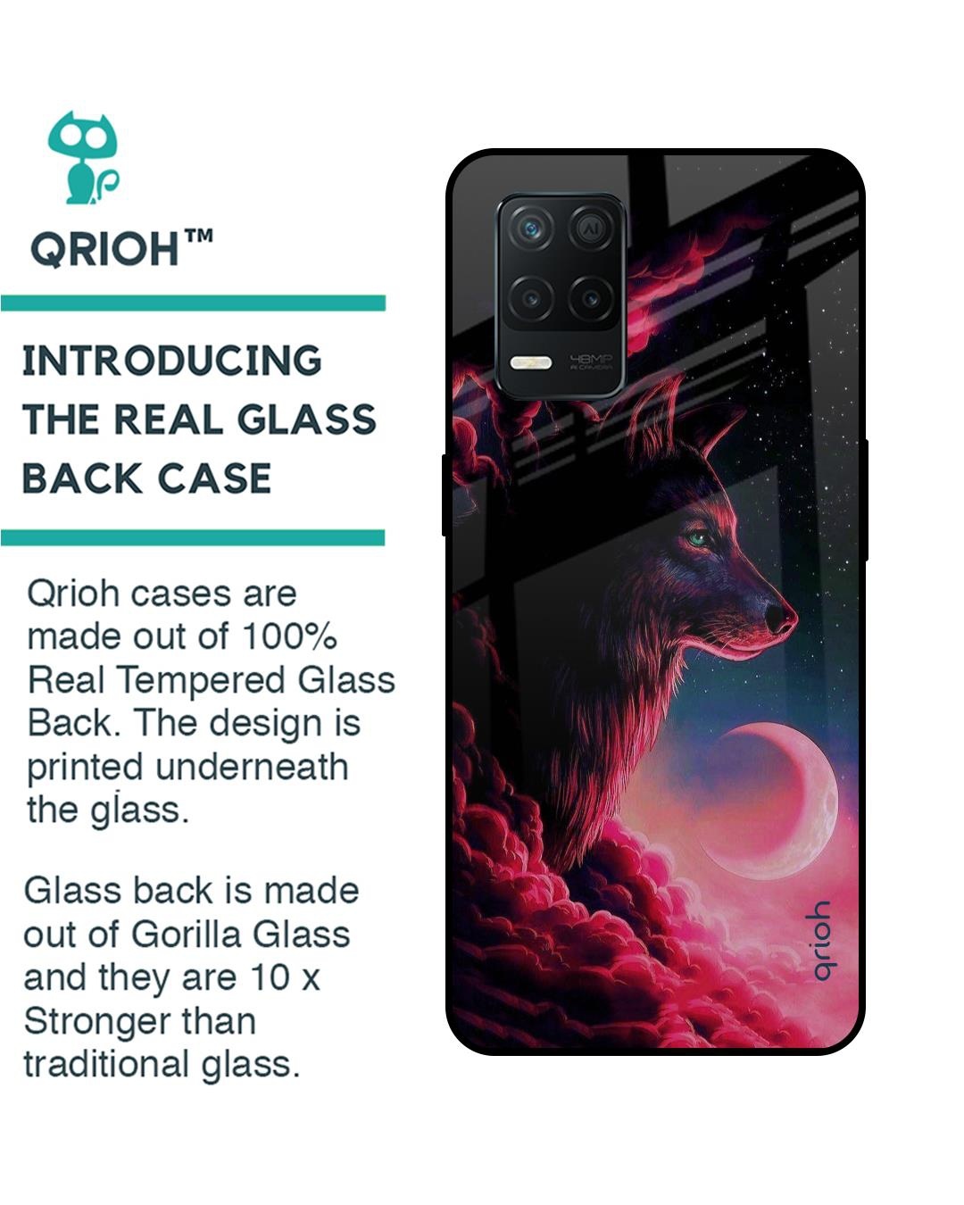 Shop Moon Wolf Printed Premium Glass Cover for Realme 8 5G (Shock Proof, Scratch Resistant)-Back