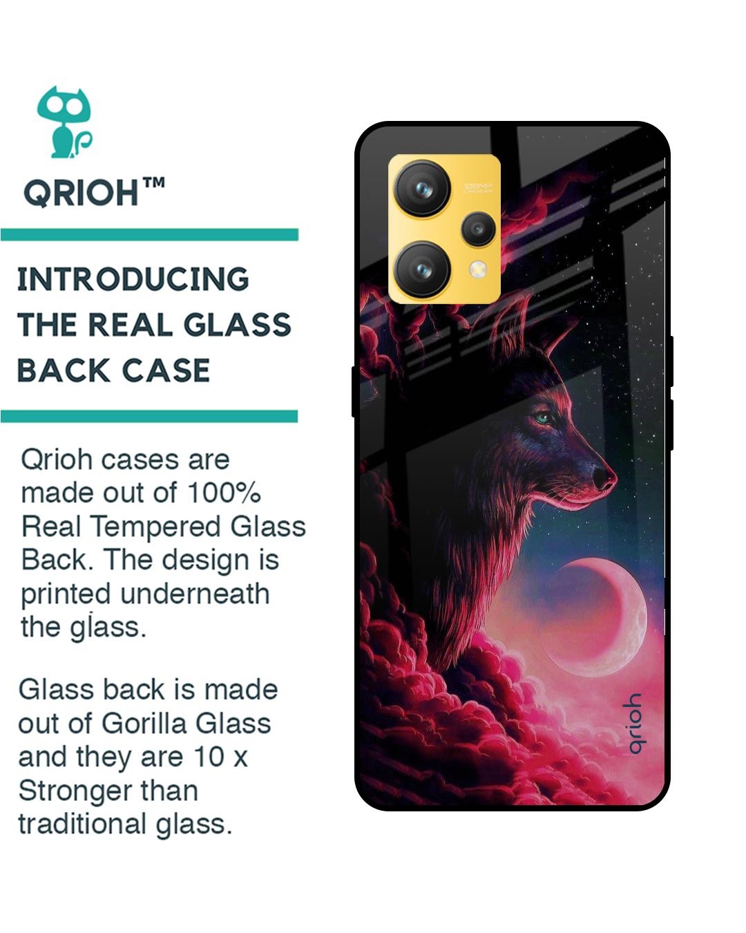 Shop Moon Wolf Printed Premium Glass Cover for Realme 9 4G (Shock Proof, Scratch Resistant)-Back