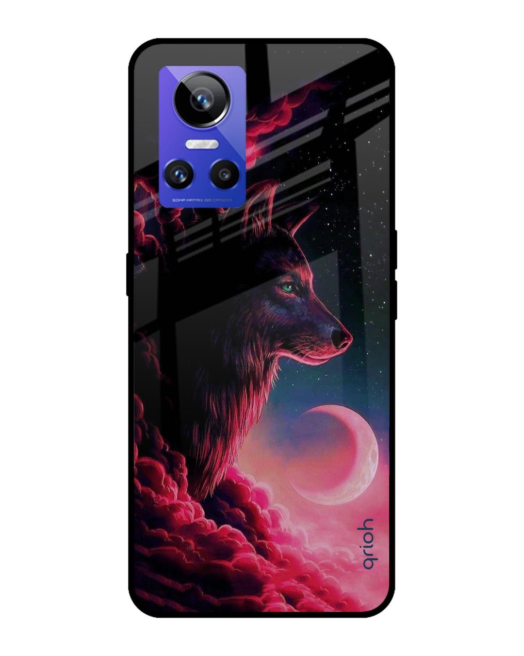 Shop Moon Wolf Printed Premium Glass Cover for Realme GT Neo 3 (Shock Proof, Scratch Resistant)-Front