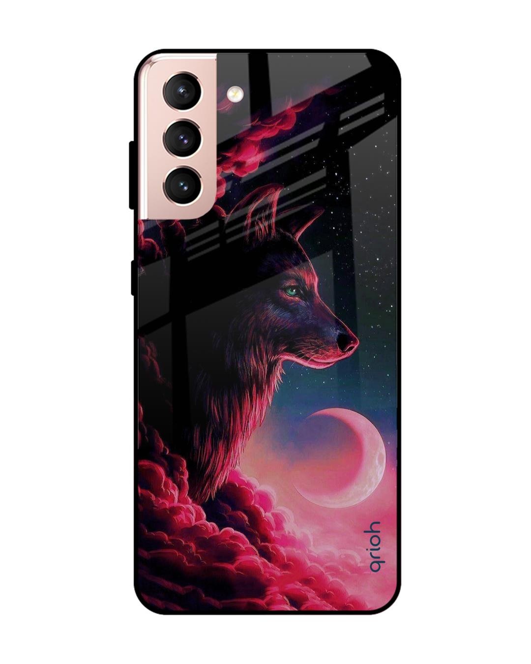 Shop Moon Wolf Printed Premium Glass Cover For  S21 Plus(Impact Resistant, Matte Finish)-Back