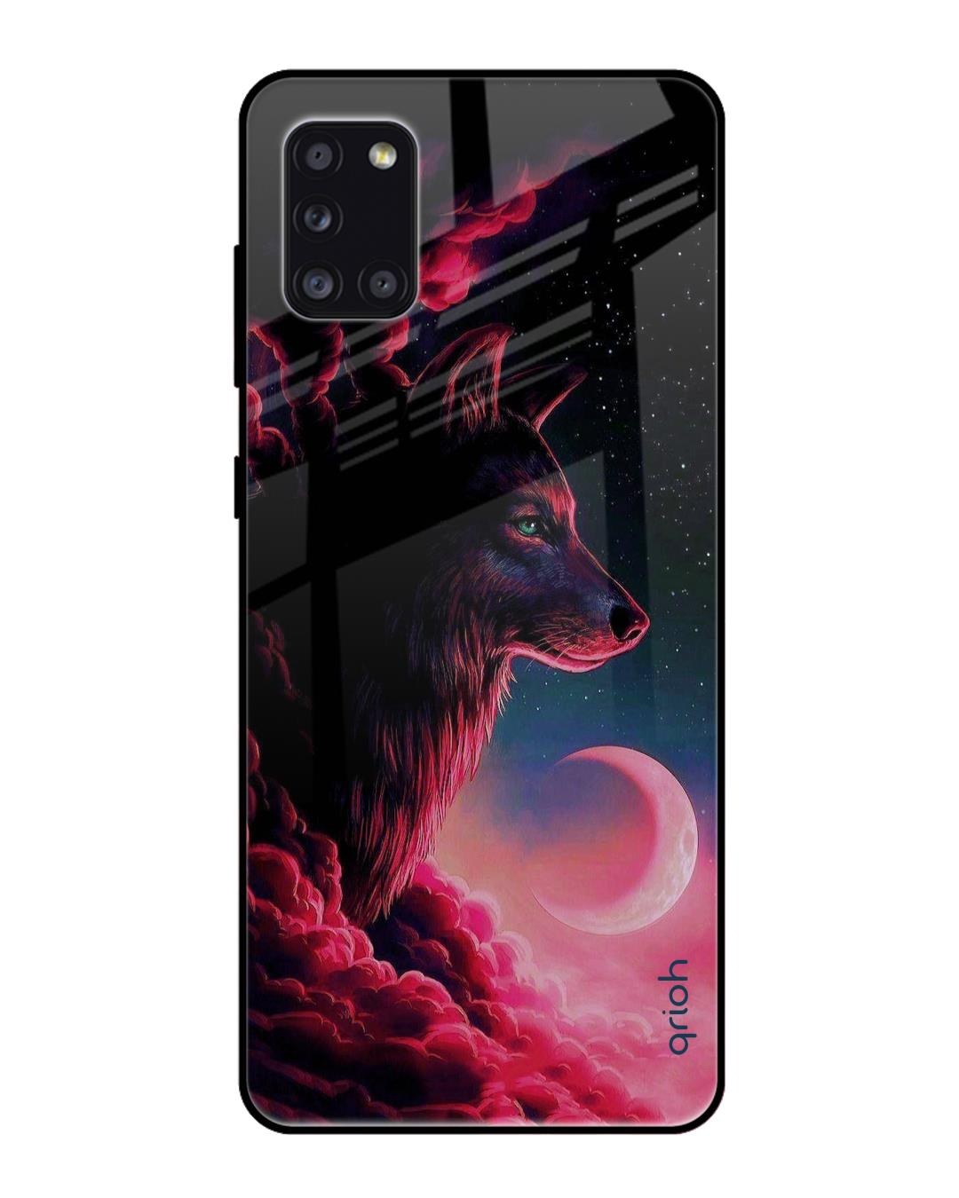 Shop Moon Wolf Printed Premium Glass Cover For Samsung Galaxy A31(Impact Resistant, Matte Finish)-Front