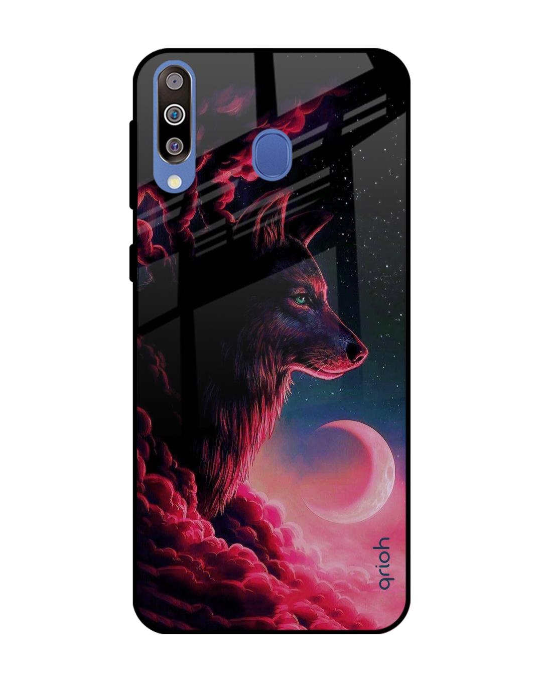 Shop Moon Wolf Printed Premium Glass Cover For Samsung Galaxy M40(Impact Resistant, Matte Finish)-Front