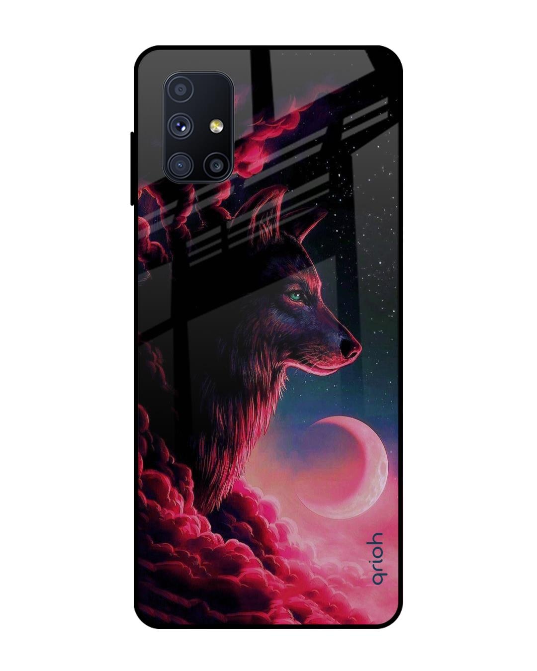 Shop Moon Wolf Printed Premium Glass Cover For Samsung Galaxy M51(Impact Resistant, Matte Finish)-Front