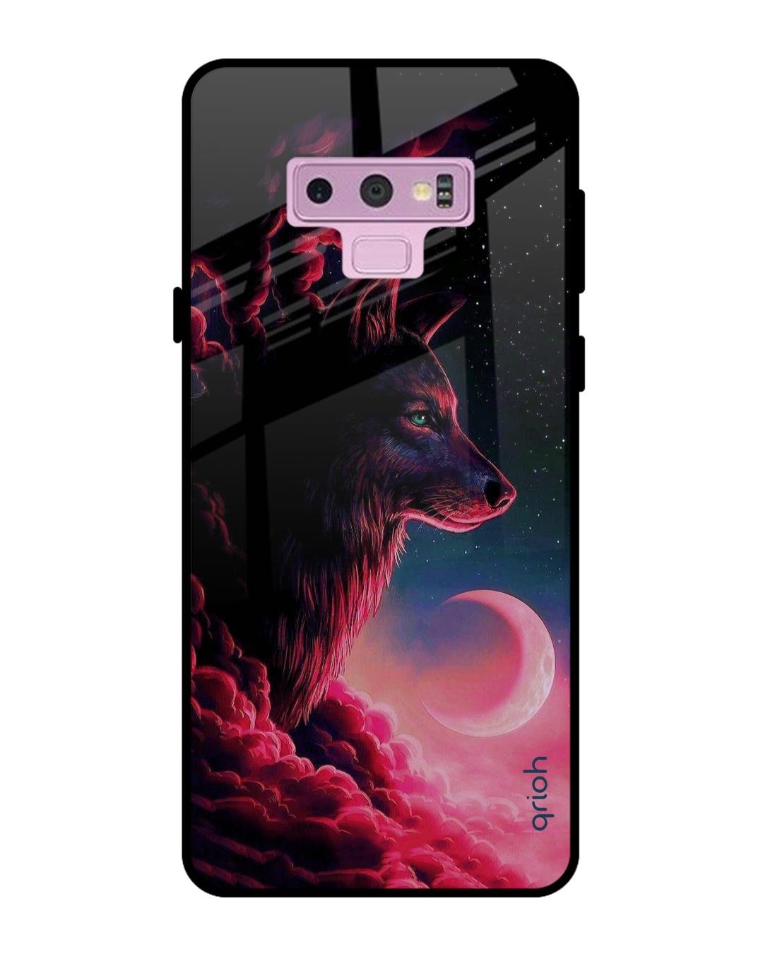 Shop Moon Wolf Printed Premium Glass Cover For Samsung Galaxy Note 9(Impact Resistant, Matte Finish)-Back