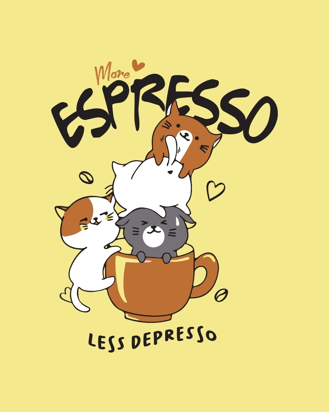 Shop Women's Yellow More Espresso,Less Depresso Graphic Printed Boyfriend T-shirt-Full