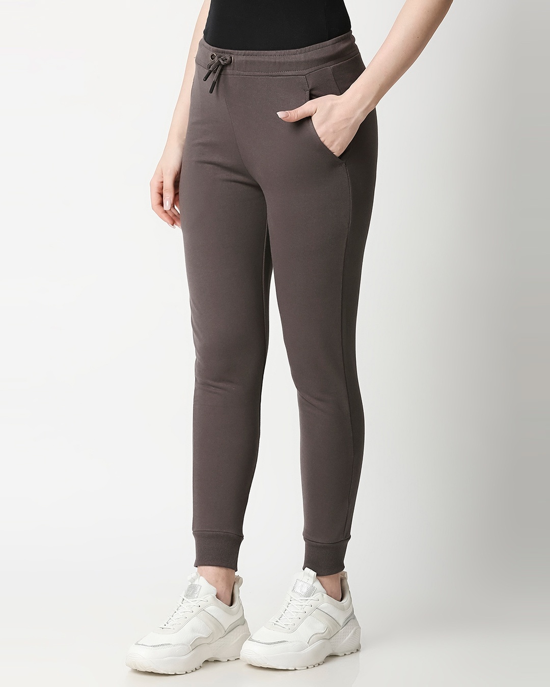 Shop Women's Grey Casual Slim Fit Joggers-Back