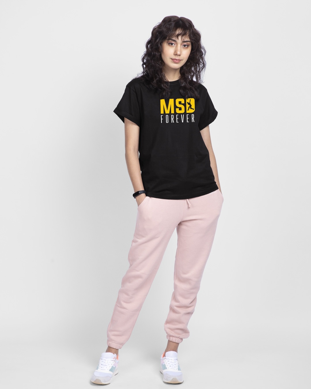 Shop MSD Forever Front-Back Boyfriend T-Shirt Black-Full