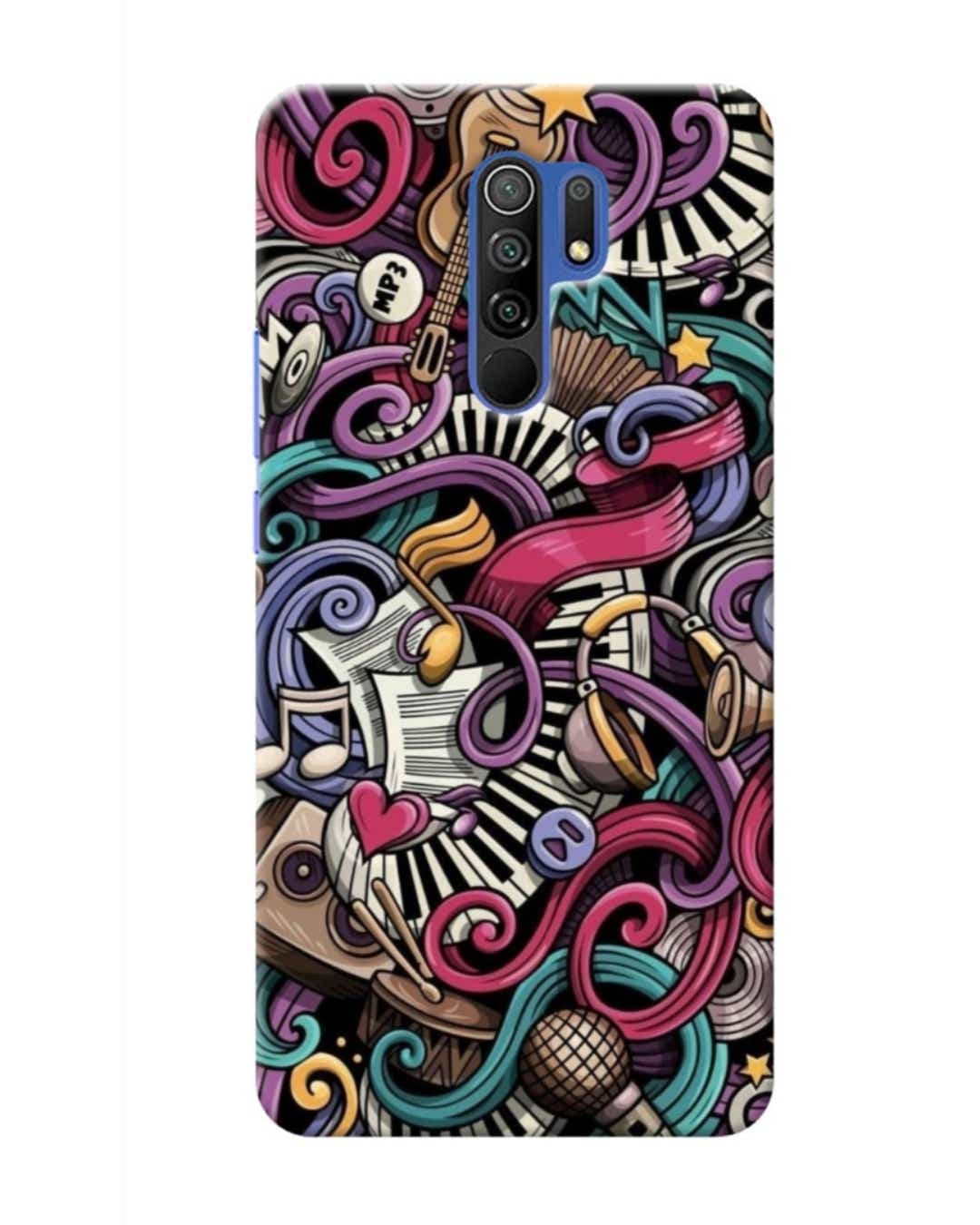 Shop Music Abstract Printed Designer Hard Cover For Poco M2 (Impact Resistant, Matte Finish)-Front
