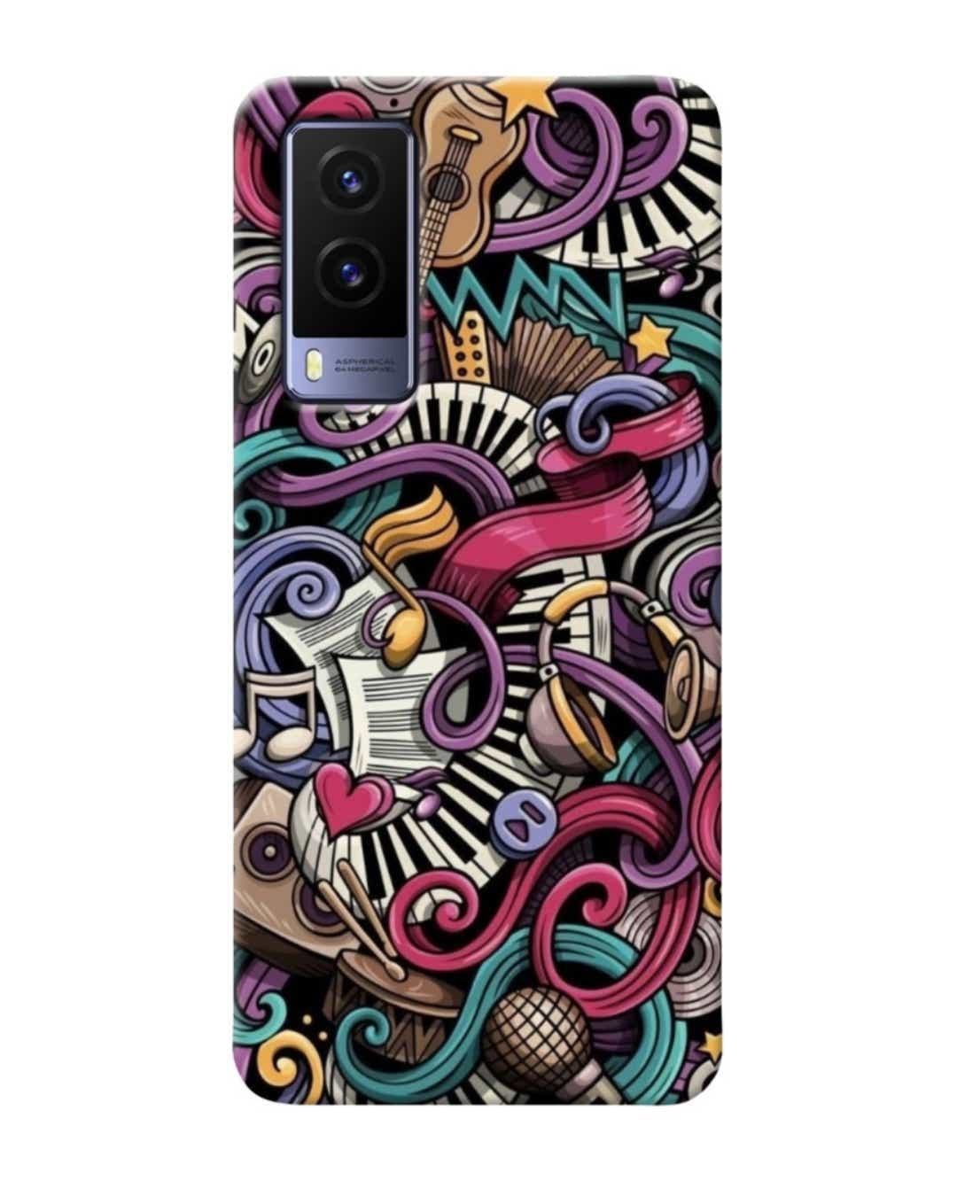 Shop Music Abstract Printed Designer Hard Cover For Vivo V21e (Impact Resistant, Matte Finish)-Front