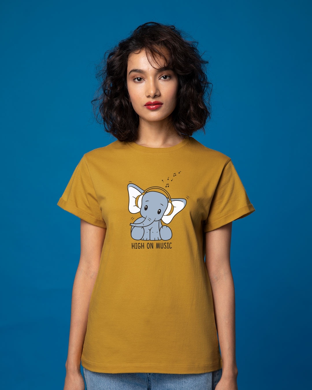 Shop Music Elephant Boyfriend T-Shirt-Front