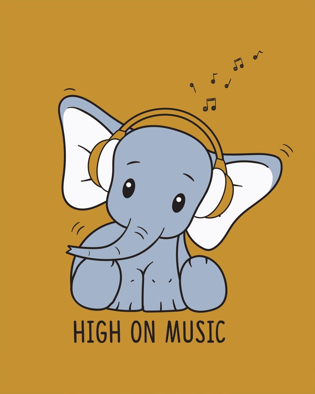 Shop Music Elephant Boyfriend T-Shirt-Full