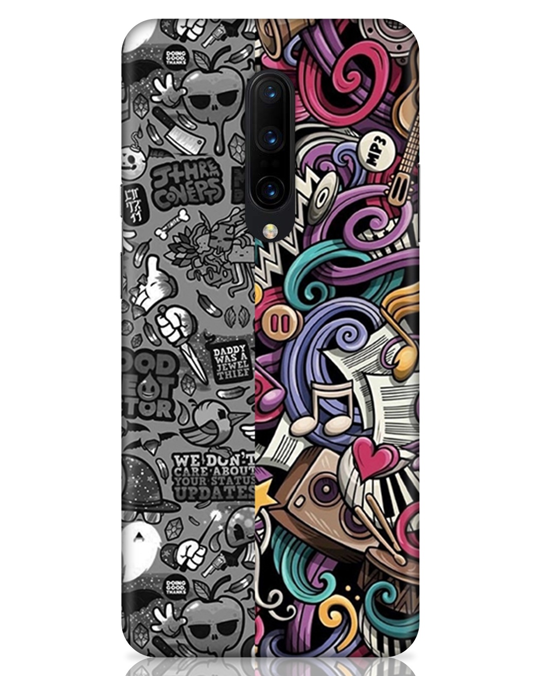 Shop Music Multi Abstract Printed Designer Hard Cover For OnePlus 7 Pro (Impact Resistant, Matte Finish)-Front