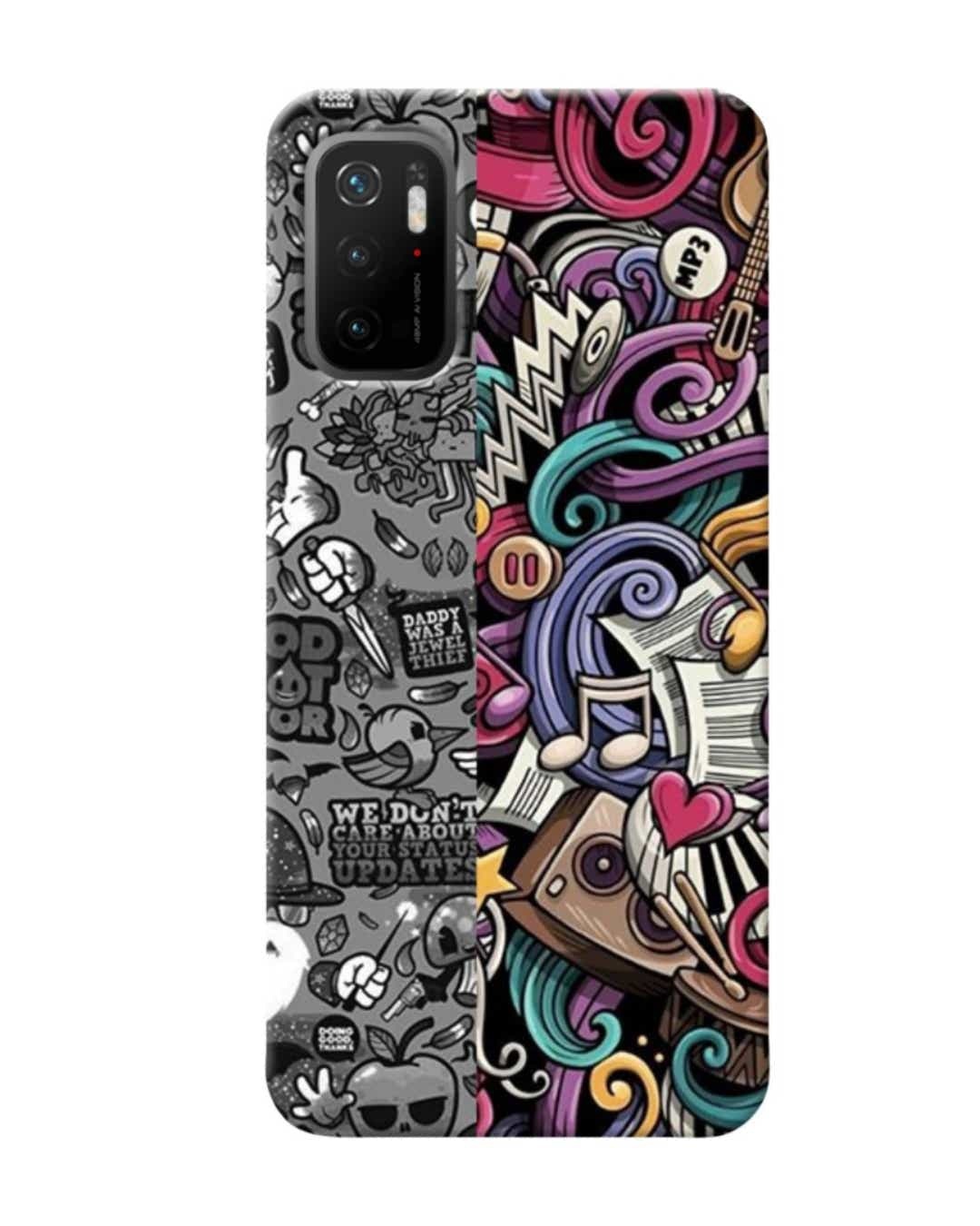 Shop Music Multi Abstract Printed Designer Hard Cover For Poco M3 Pro (Impact Resistant, Matte Finish)-Front