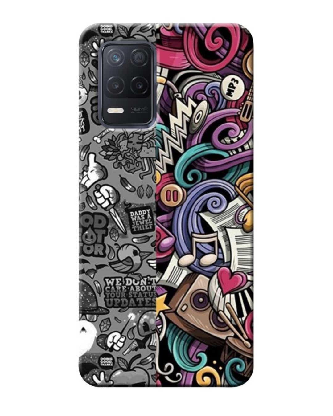 Shop Music Multi Abstract Printed Designer Hard Cover For Realme Narzo 30 (Impact Resistant)-Front