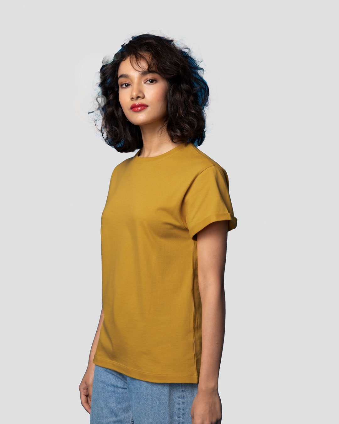 Shop Mustard Yellow Boyfriend T-Shirt-Back