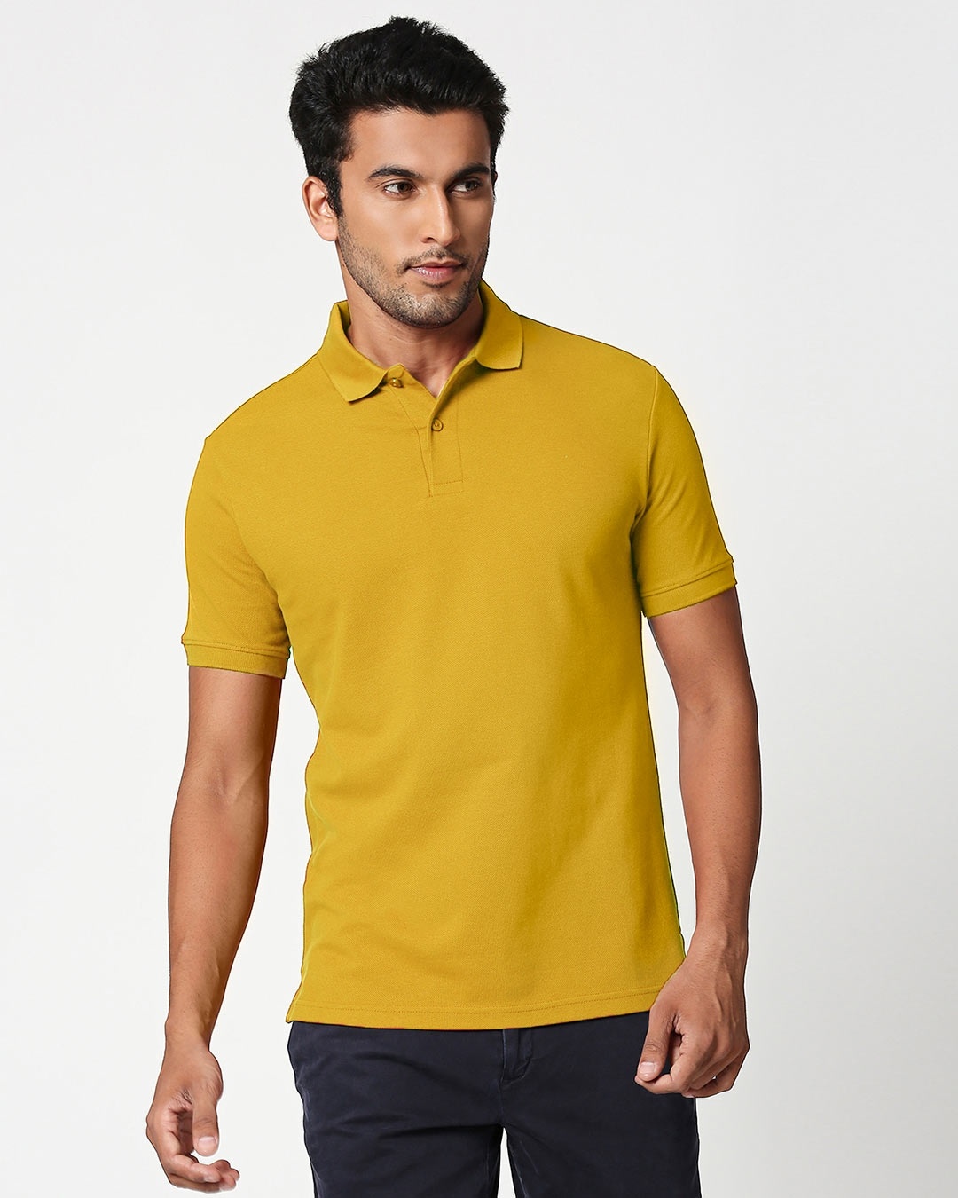 Shop Mustard Yellow Classic Polo-Front