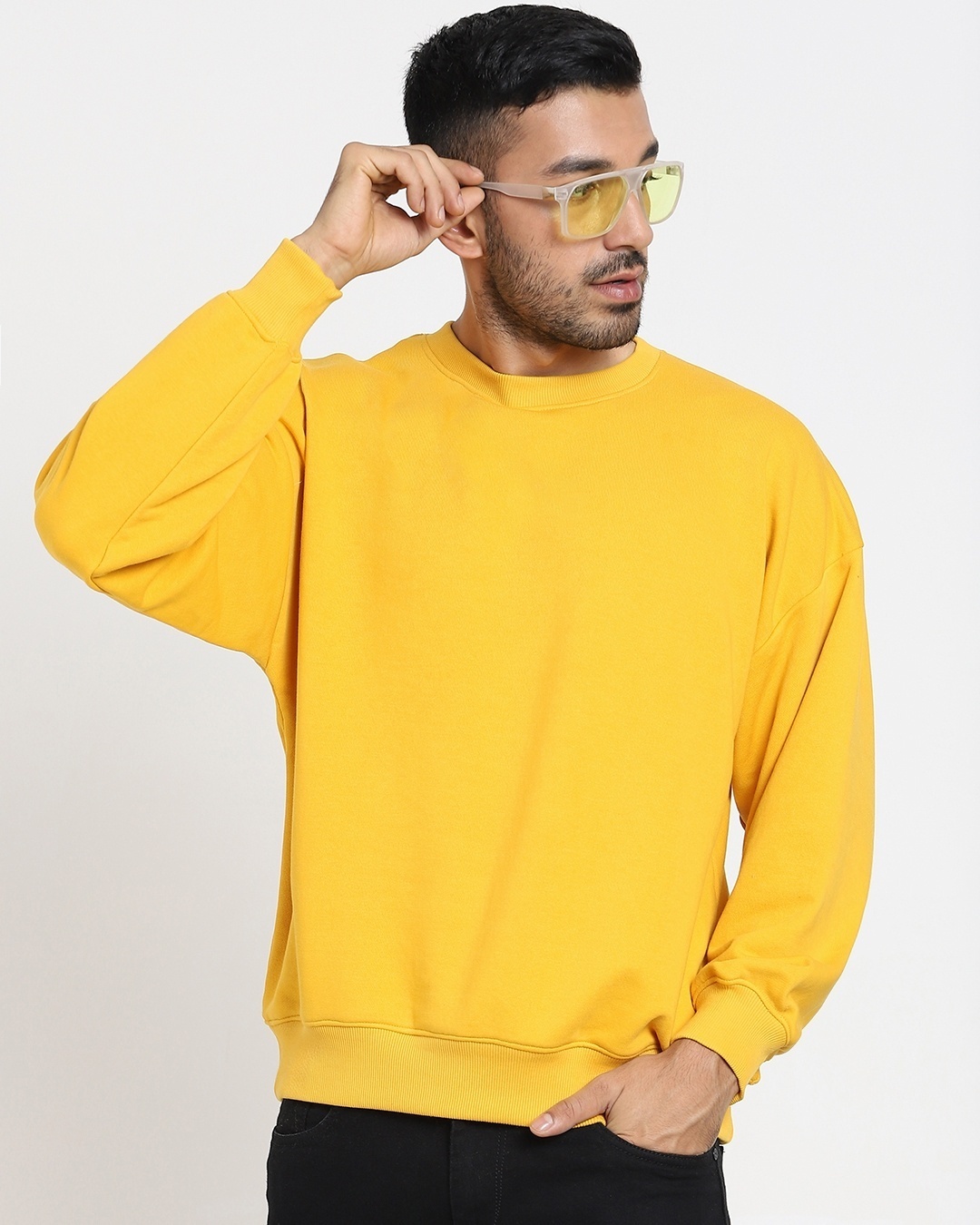 Buy Mustard Yellow Loose Fit Sweatshirt for Men yellow Online at Bewakoof