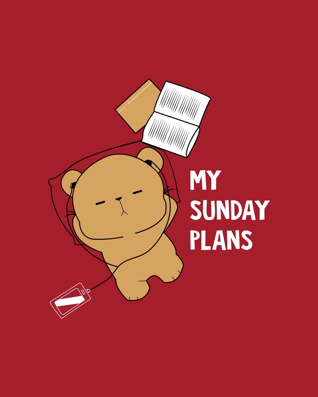 Shop My Sunday Plans-bear Boyfriend T-Shirt-Full
