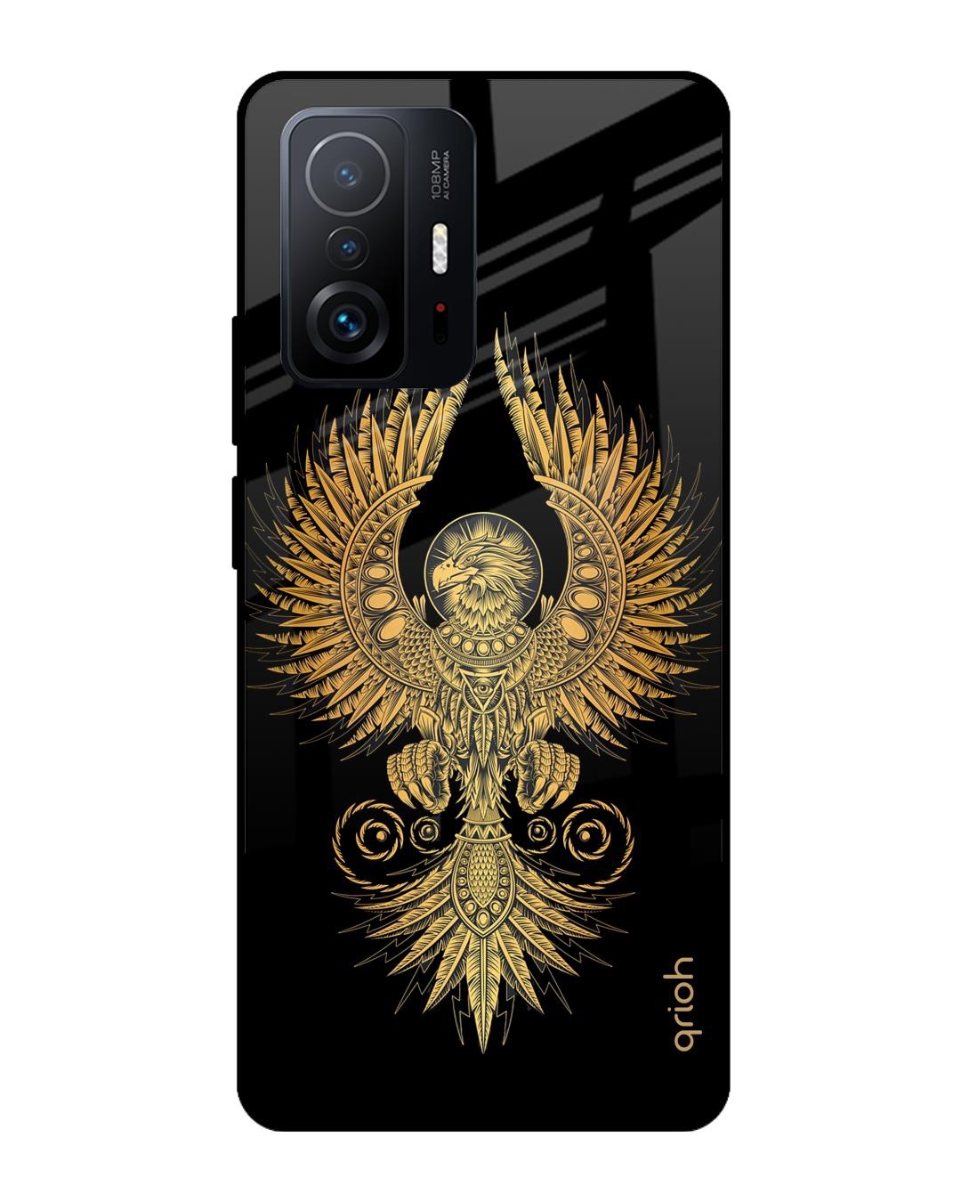 Shop Mythical Phoenix Art Printed Premium Glass Cover For Mi 11T Pro 5G (Impact Resistant, Matte Finish)-Front