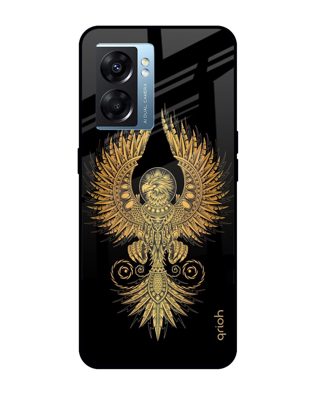 Shop Mythical Phoenix Art Printed Premium Glass Cover for Oppo K10 5G (Shock Proof, Scratch Resistant)-Front