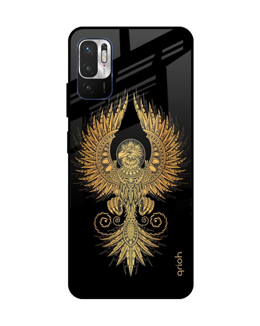 Shop Mythical Phoenix Art Printed Premium Glass Cover For Redmi Note 10T 5G (Matte Finish)-Front