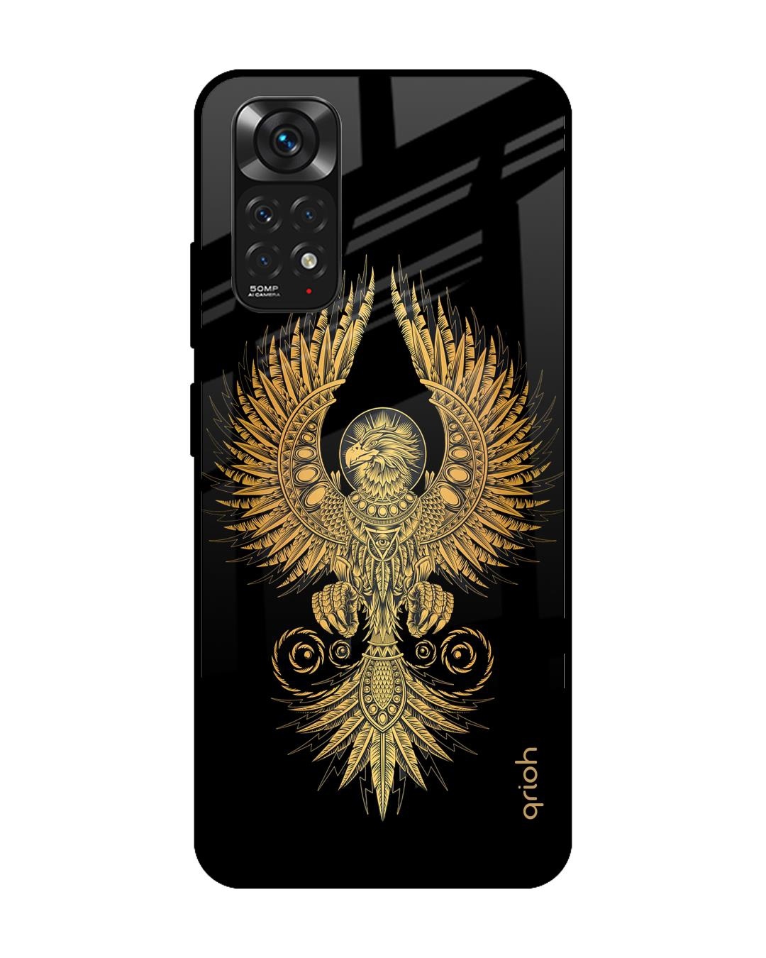 Shop Mythical Phoenix Art Printed Premium Glass Cover For Redmi Note 11 (Impact Resistant, Matte Finish)-Front