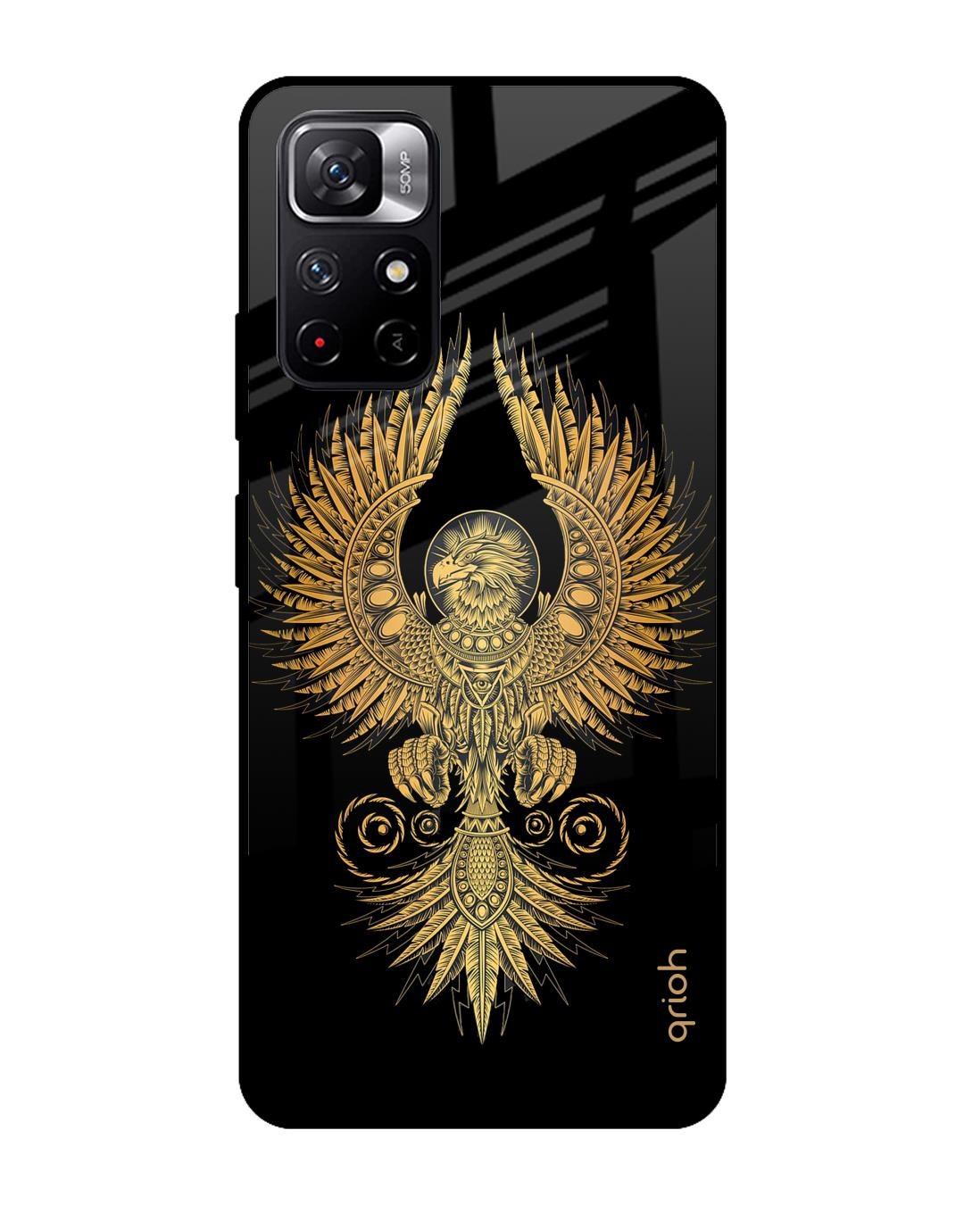 Shop Mythical Phoenix Art Printed Premium Glass Cover For Redmi Note 11T 5G (Matte Finish)-Front