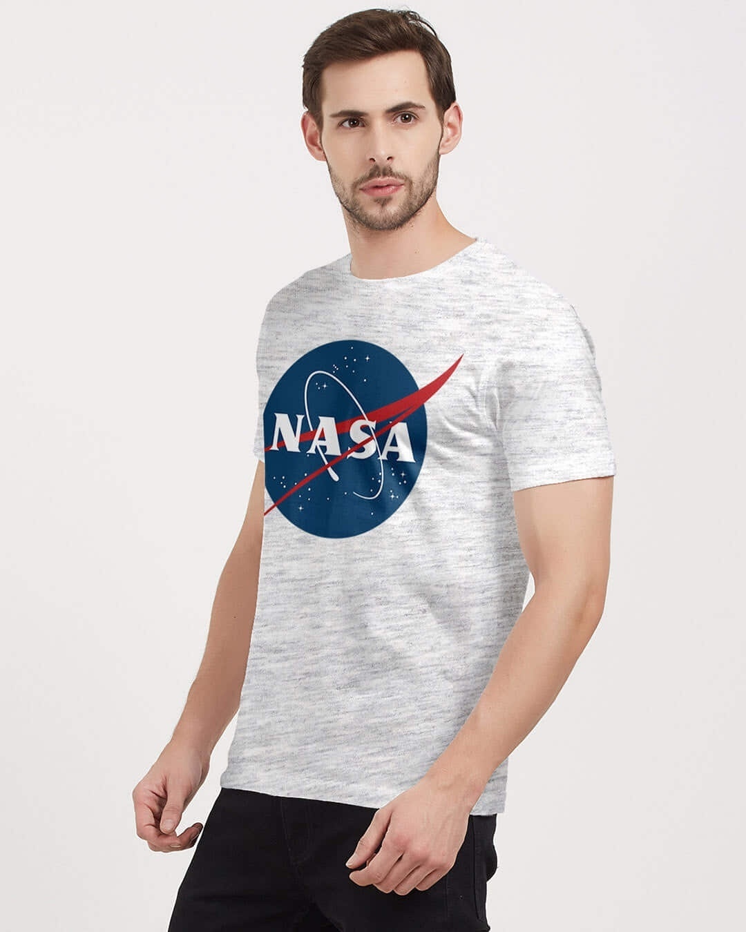 Shop NASA Logo NASA Official Half Sleeves Cotton T-shirt-Back