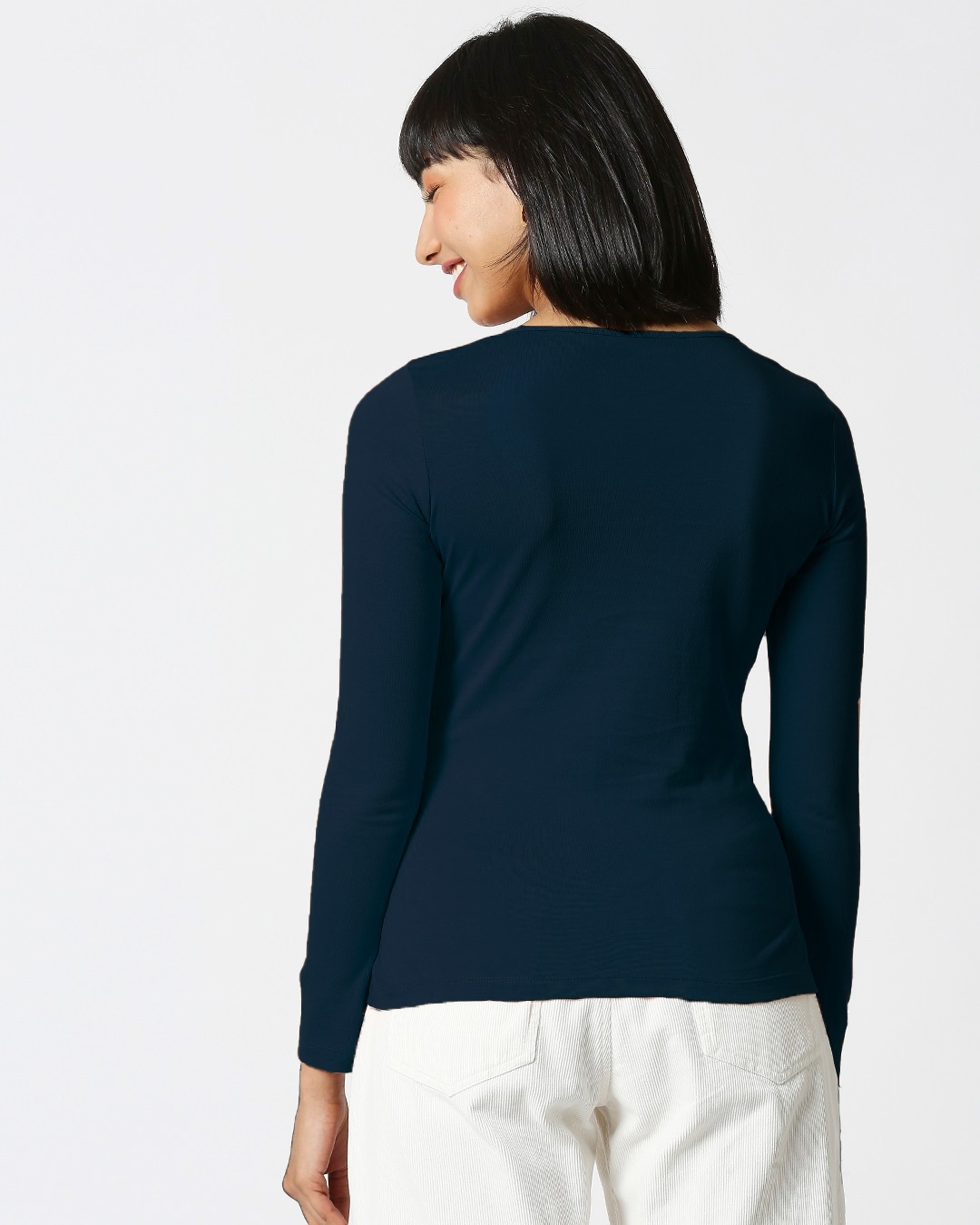 Buy Navy Blue Full Sleeve Henley T-Shirt for Women blue Online at Bewakoof