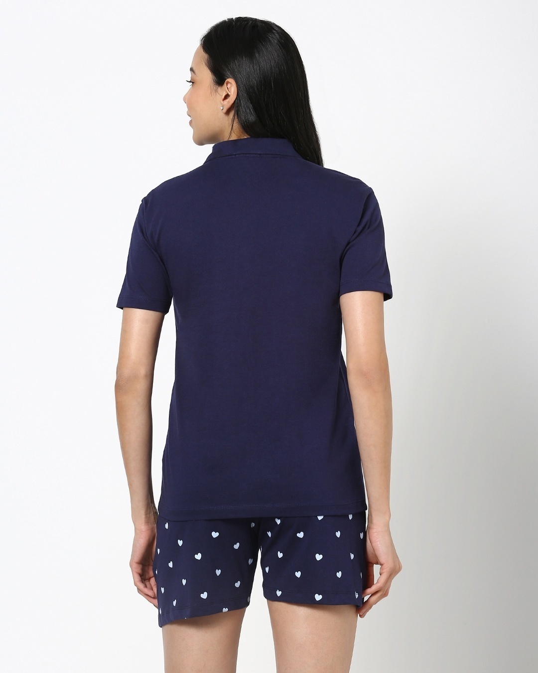 Shop Navy Blue lounge Shirt With Short set-Design