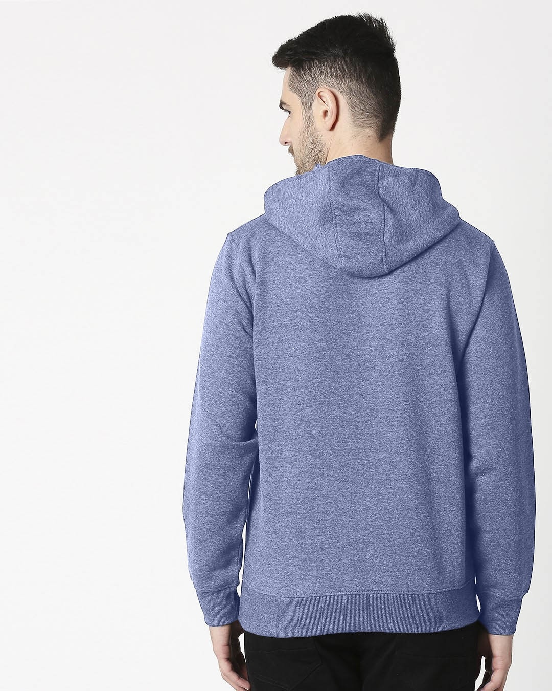 Shop Navy Melange Stylised Zip Panel Hoodie Sweatshirt-Full