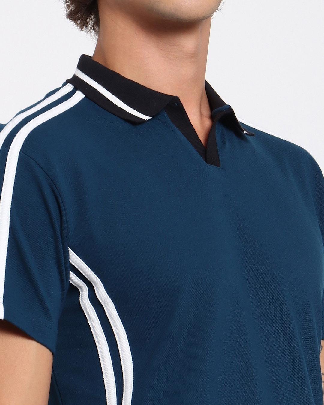 Shop Navy Shoulder Stripe Polo