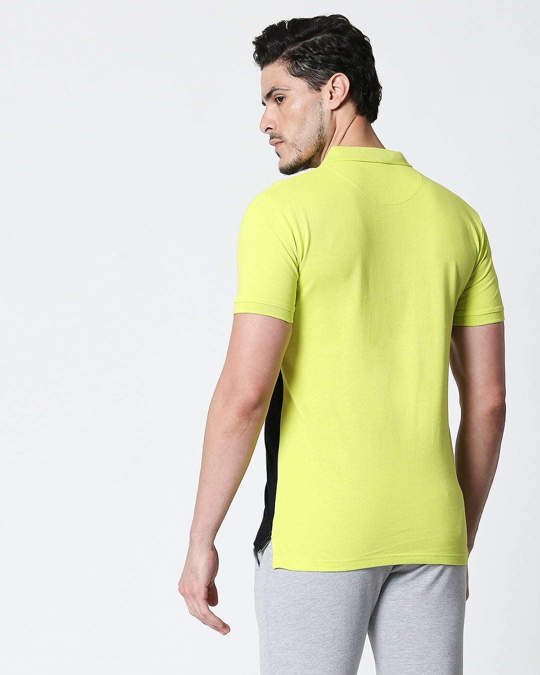 Shop Neon Lime-Black Two Block Polo T-Shirt-Design