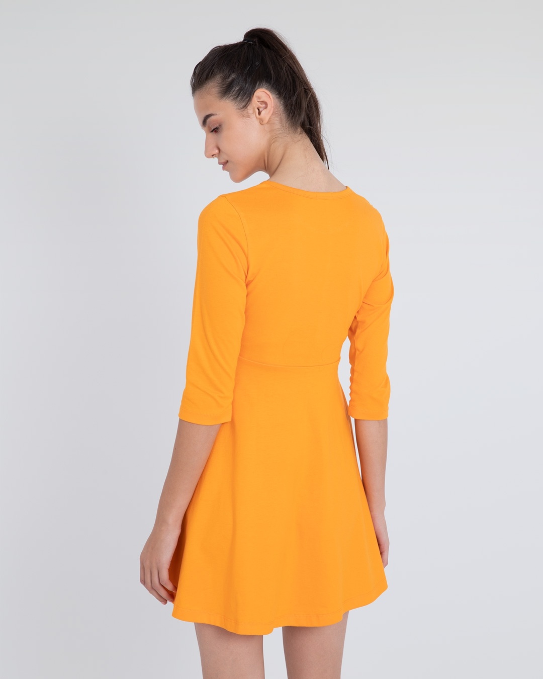 Shop Neon Orange Flared Dress-Design