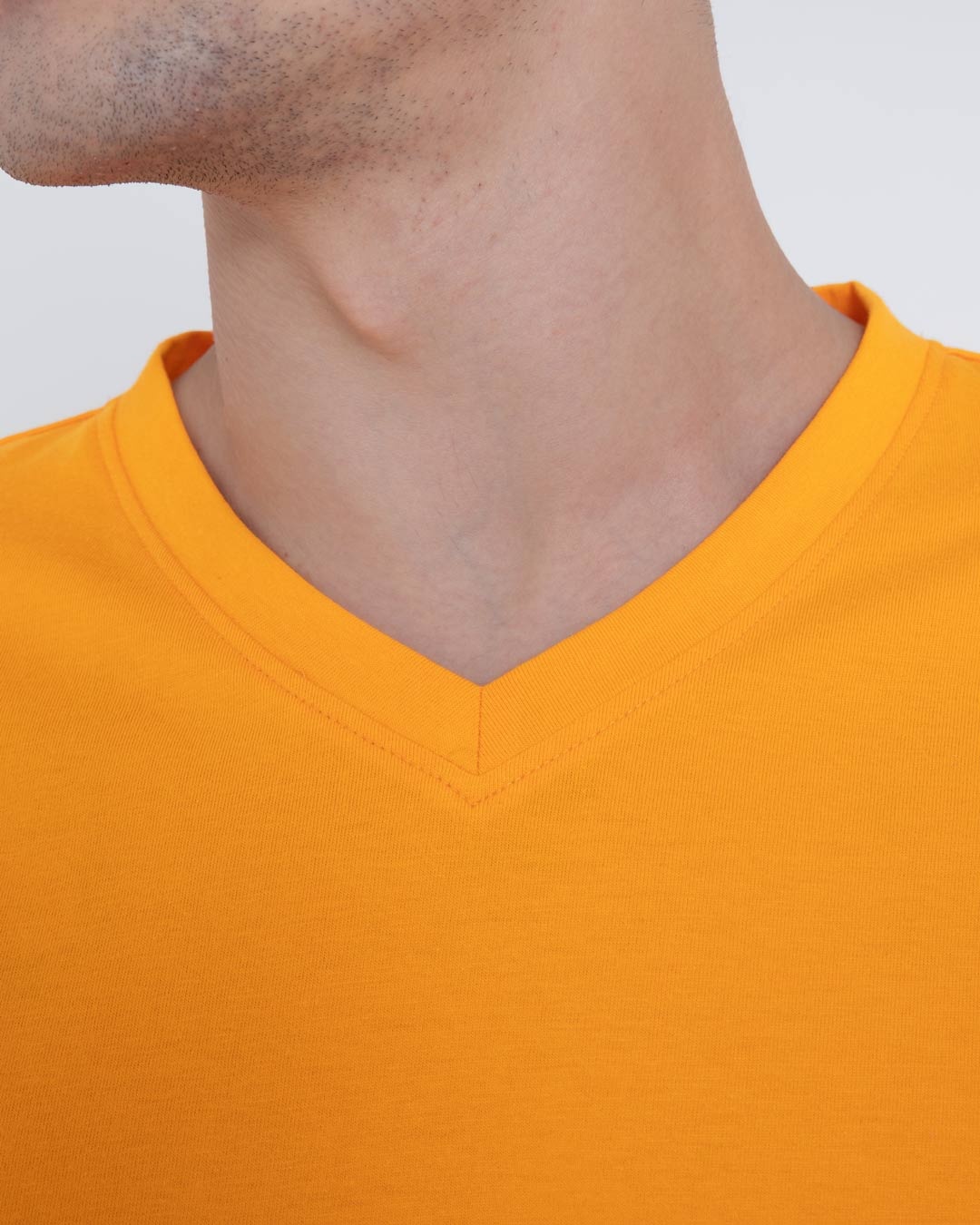Shop Neon Orange V-Neck Full Sleeve T-Shirt