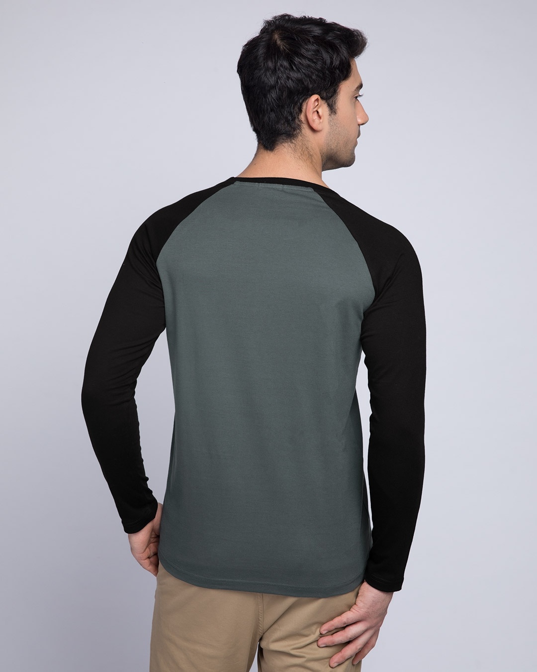 Shop Nimbus Grey-Jet Black Full Sleeve Raglan T-Shirt-Design