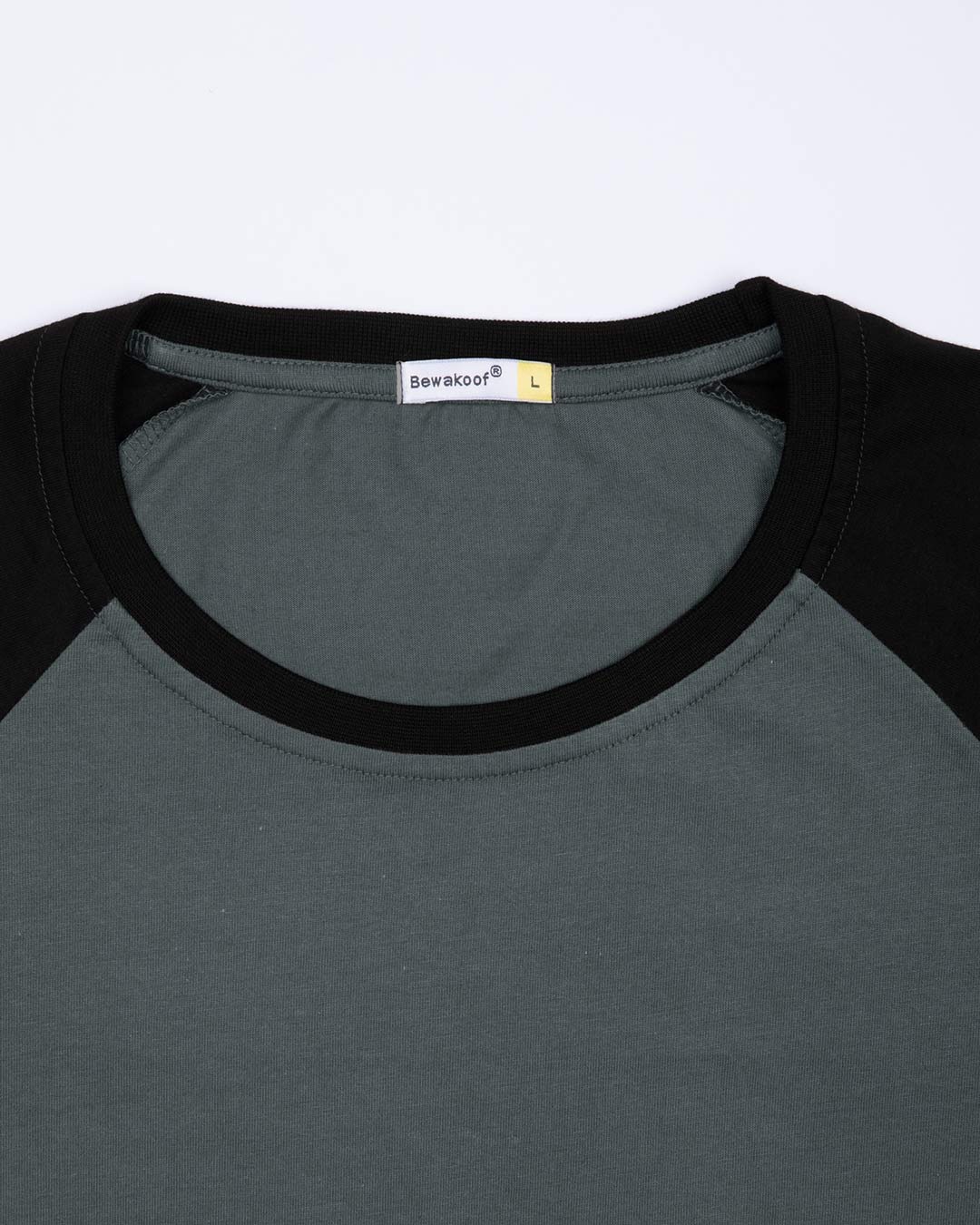 Shop Nimbus Grey-Jet Black Full Sleeve Raglan T-Shirt