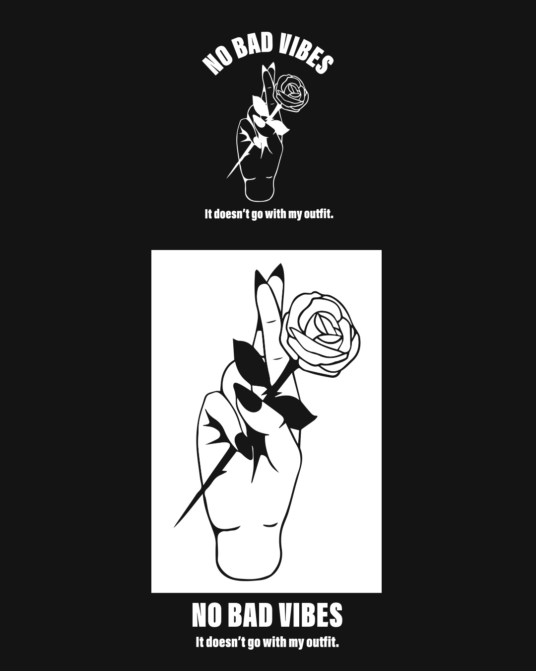 Shop Women's Black No Bad Vibes Graphic Printed Boyfriend T-shirt