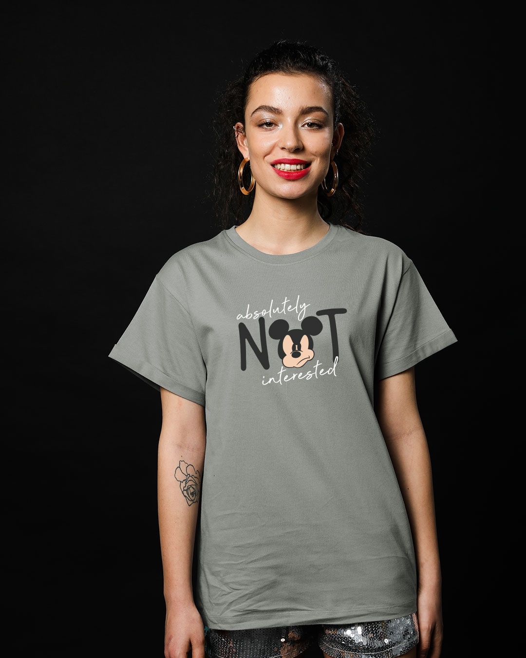 Shop Not Interested Boyfriend T-Shirt (DL)-Front