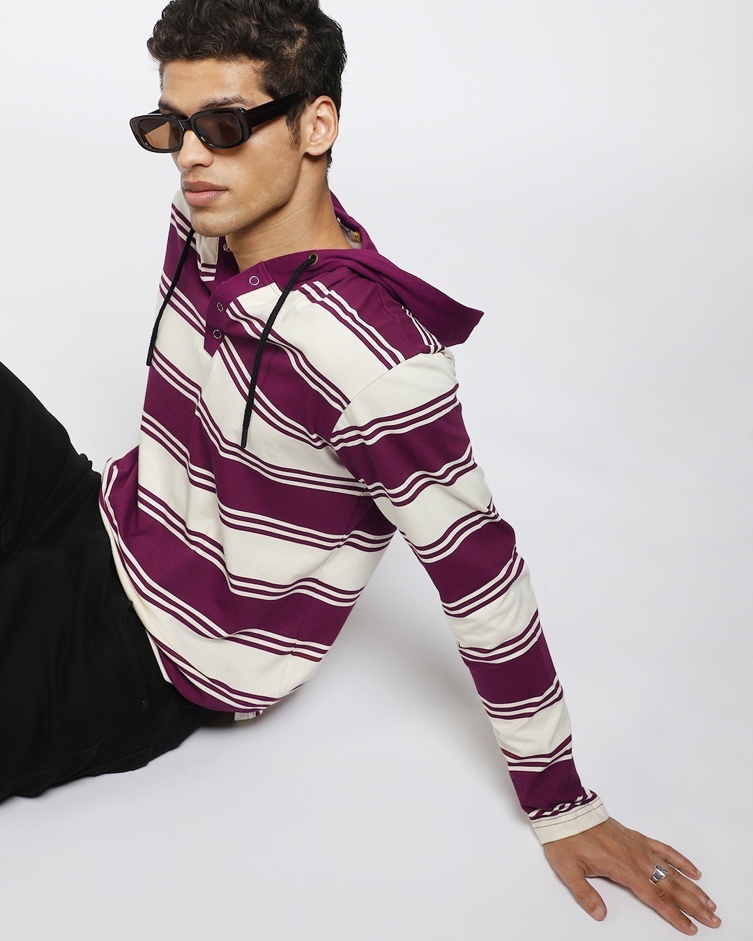 Shop Not So Wine Stripe Hoodie T-shirt-Front